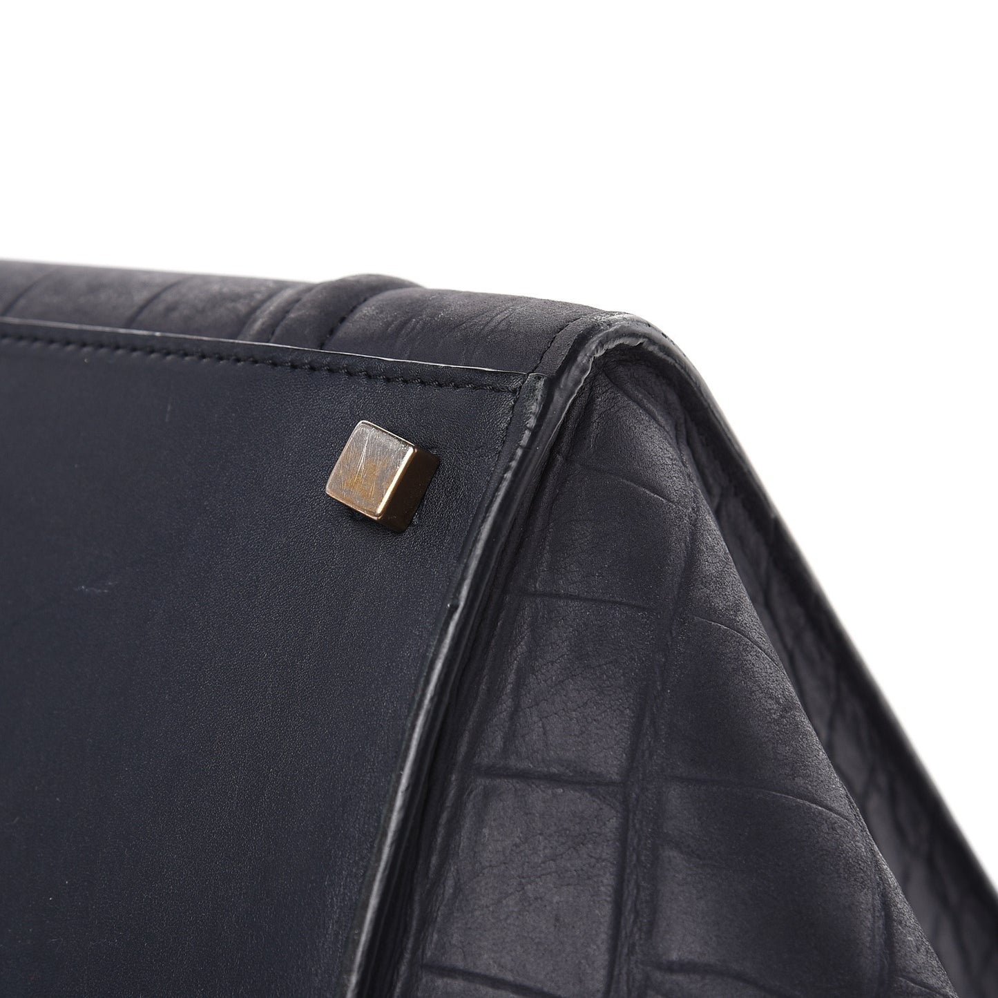Crocodile Embossed Nubuck Medium Phantom Luggage Navy Blue