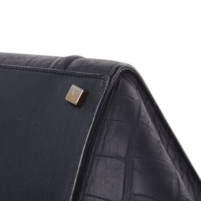 Celine Crocodile Embossed Nubuck Medium Phantom Luggage Navy Blue 8 of 18