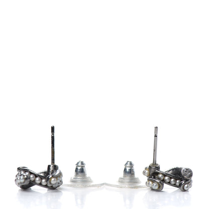 Chanel Pearl Twisted CC Earrings Ruthenium 3 of 4