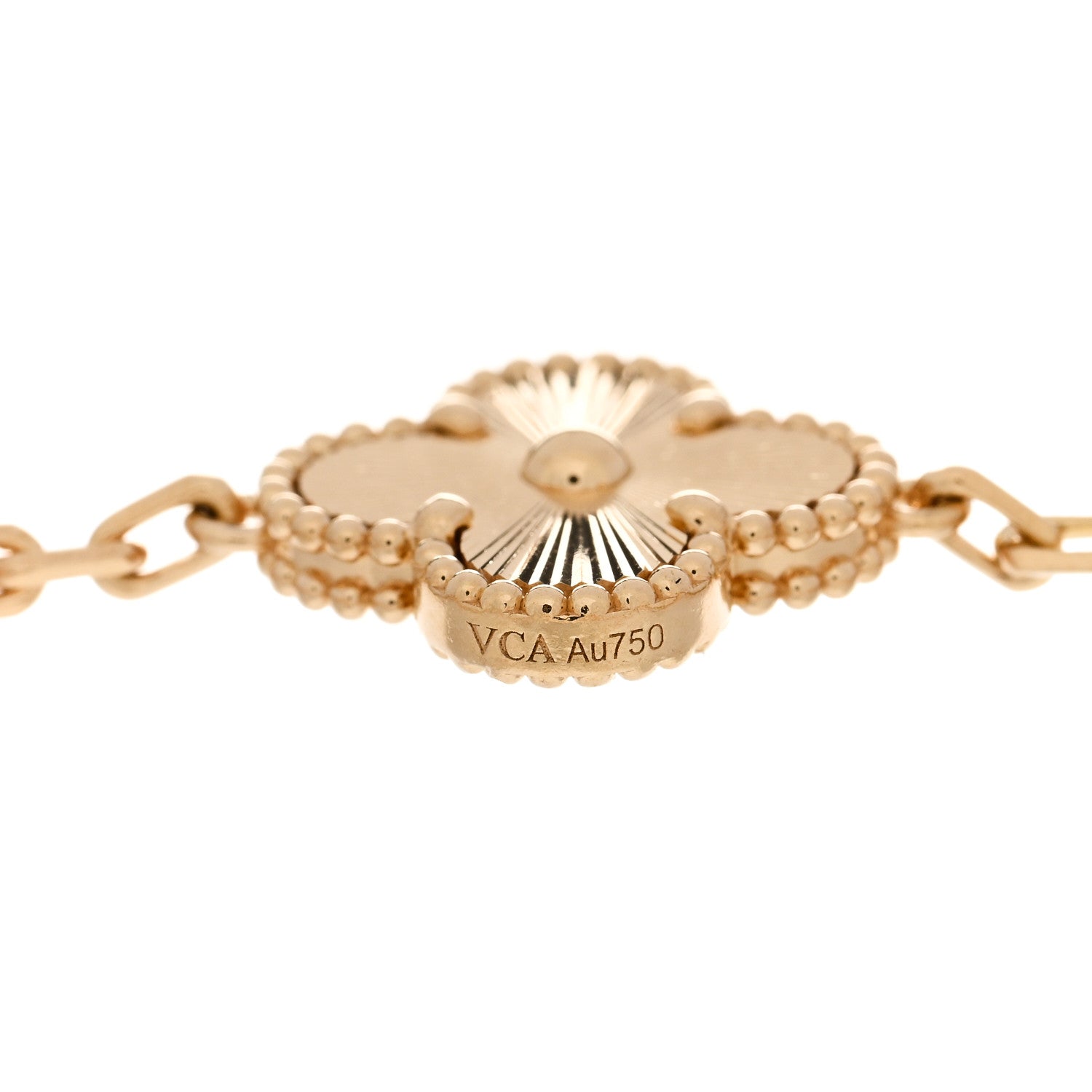 Van Cleef & Arpels 18K Yellow Gold Diamond 5 Motifs Guilloche Vintage Alhambra Bracelet 3 of 5
