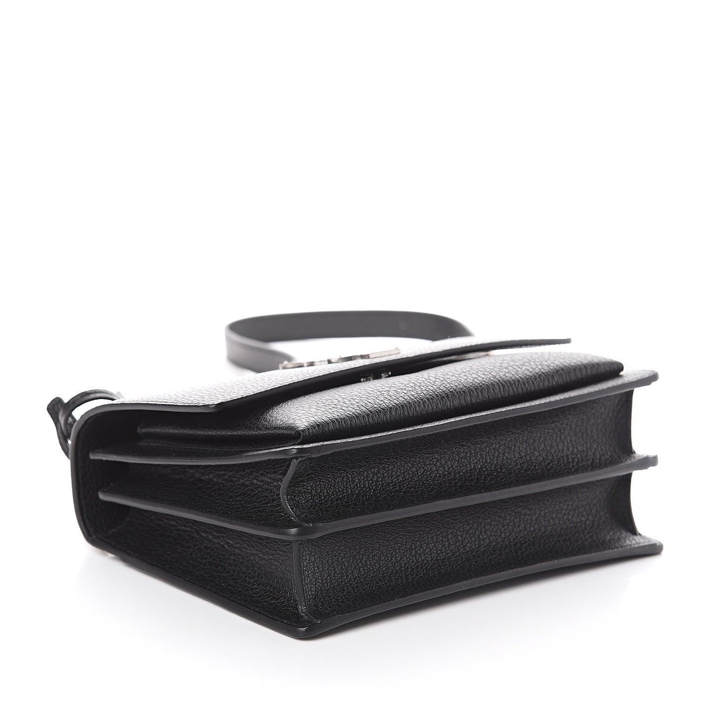 Grained Calfskin Medium Monogram Sunset Satchel Black