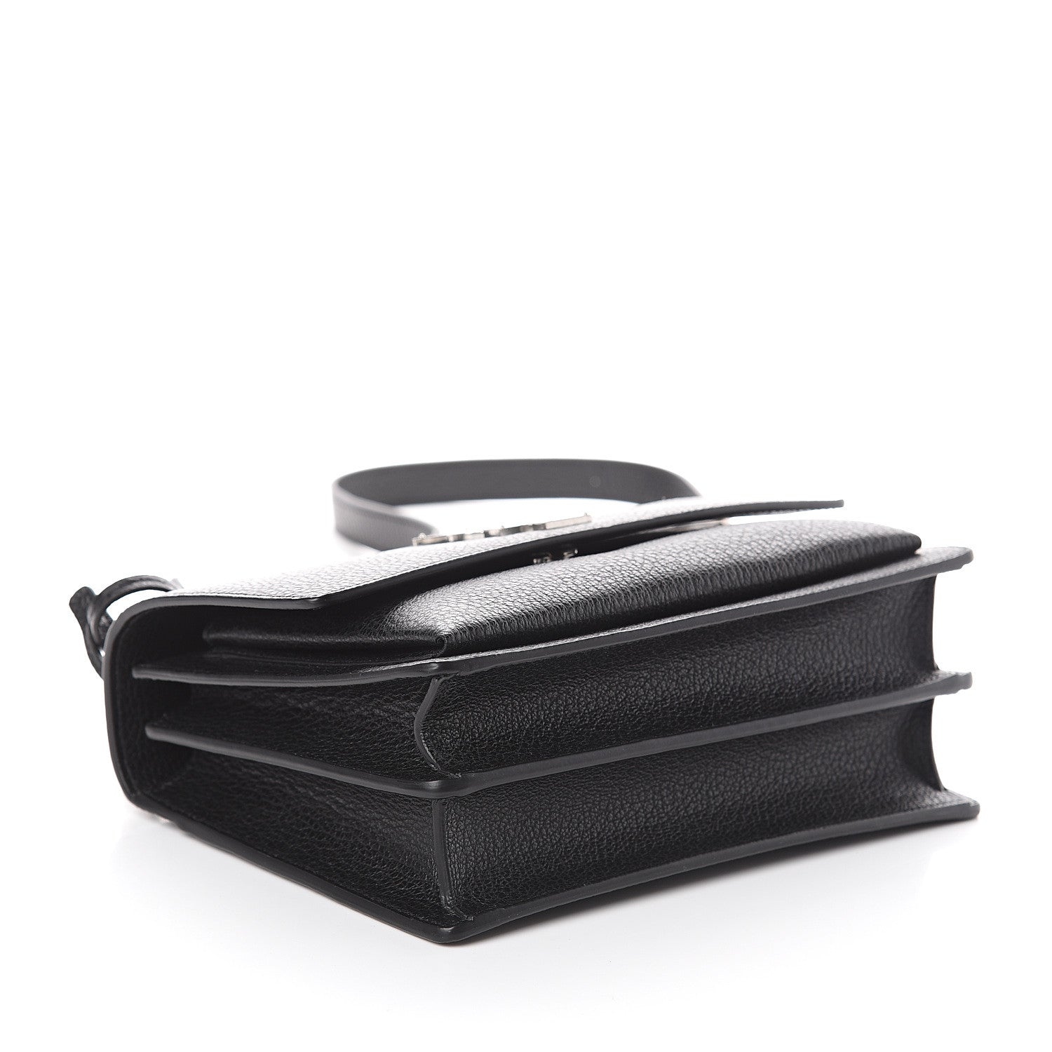 Saint Laurent Grained Calfskin Medium Monogram Sunset Satchel Black 3 of 8