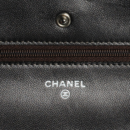 Chanel Lambskin Quilted Wallet On Chain WOC Metallic Dark Grey 6 of 8