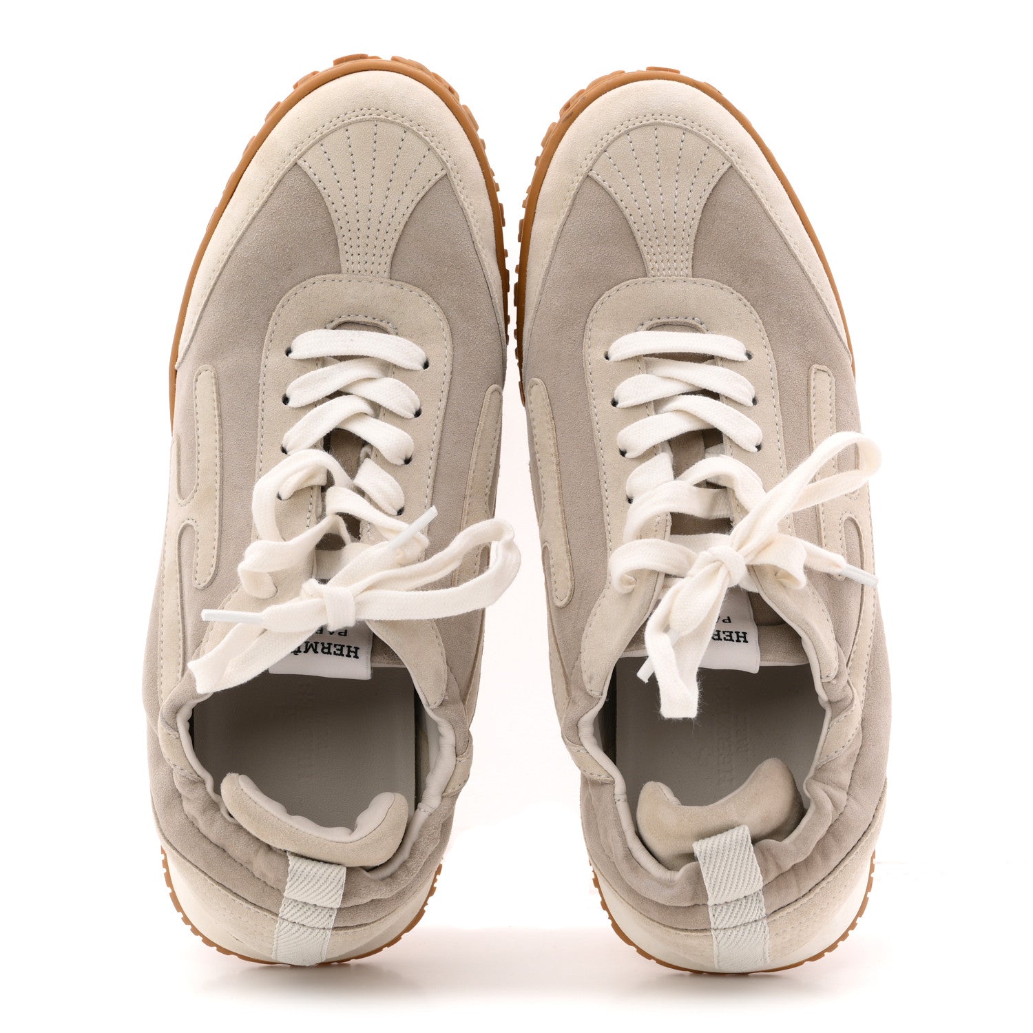 Hermes Suede Goatskin Jet Sneakers 38.5 Beige Esquisse Glaise