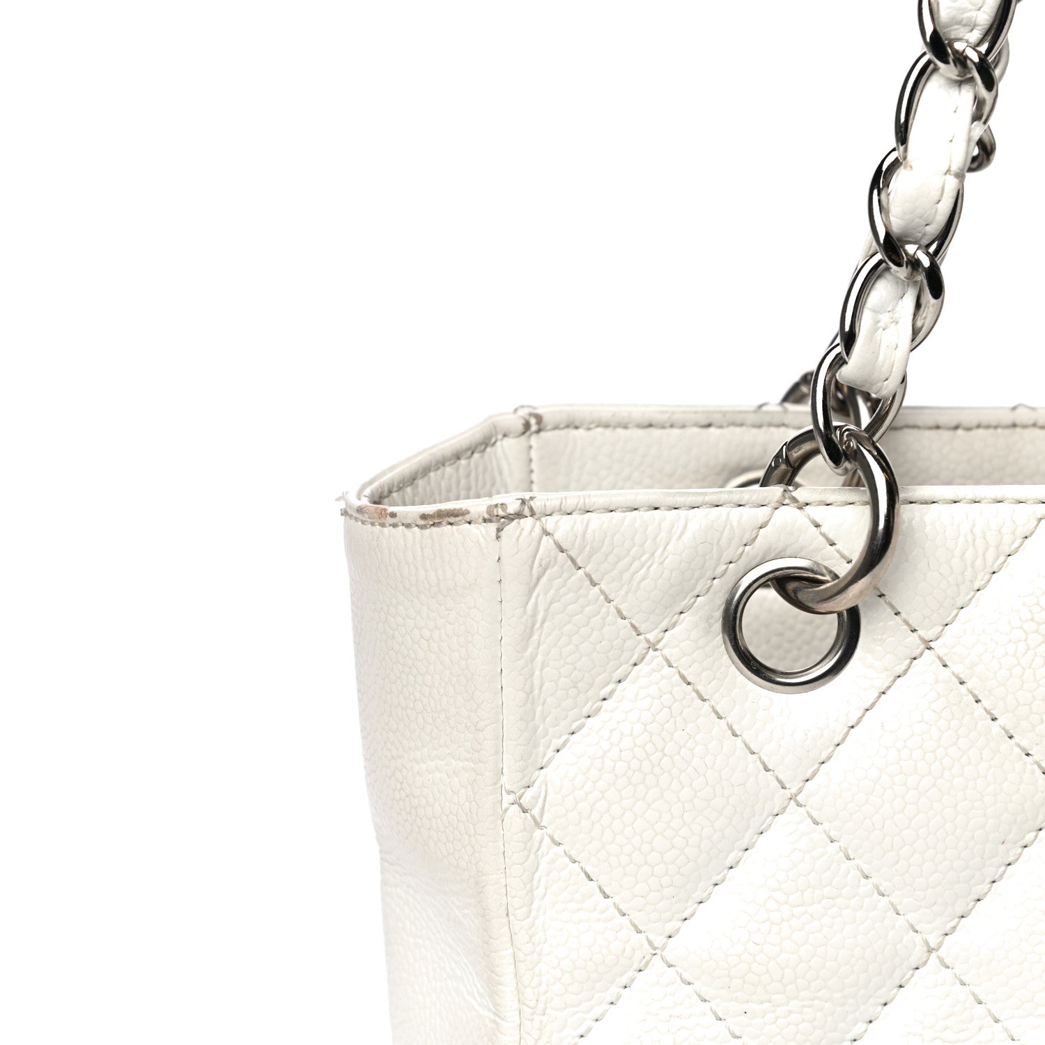 Chanel Caviar Quilted Petit Shopping Tote PST White 24 of 38