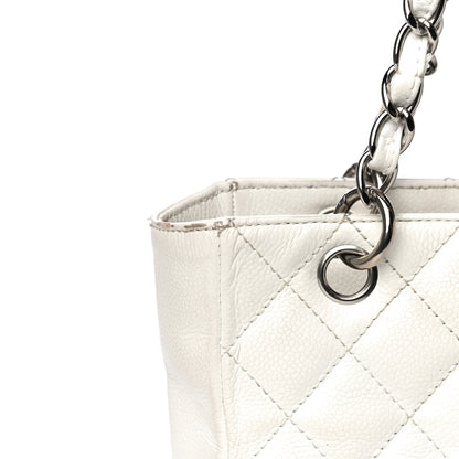 Chanel Caviar Quilted Petit Shopping Tote PST White 24 of 38
