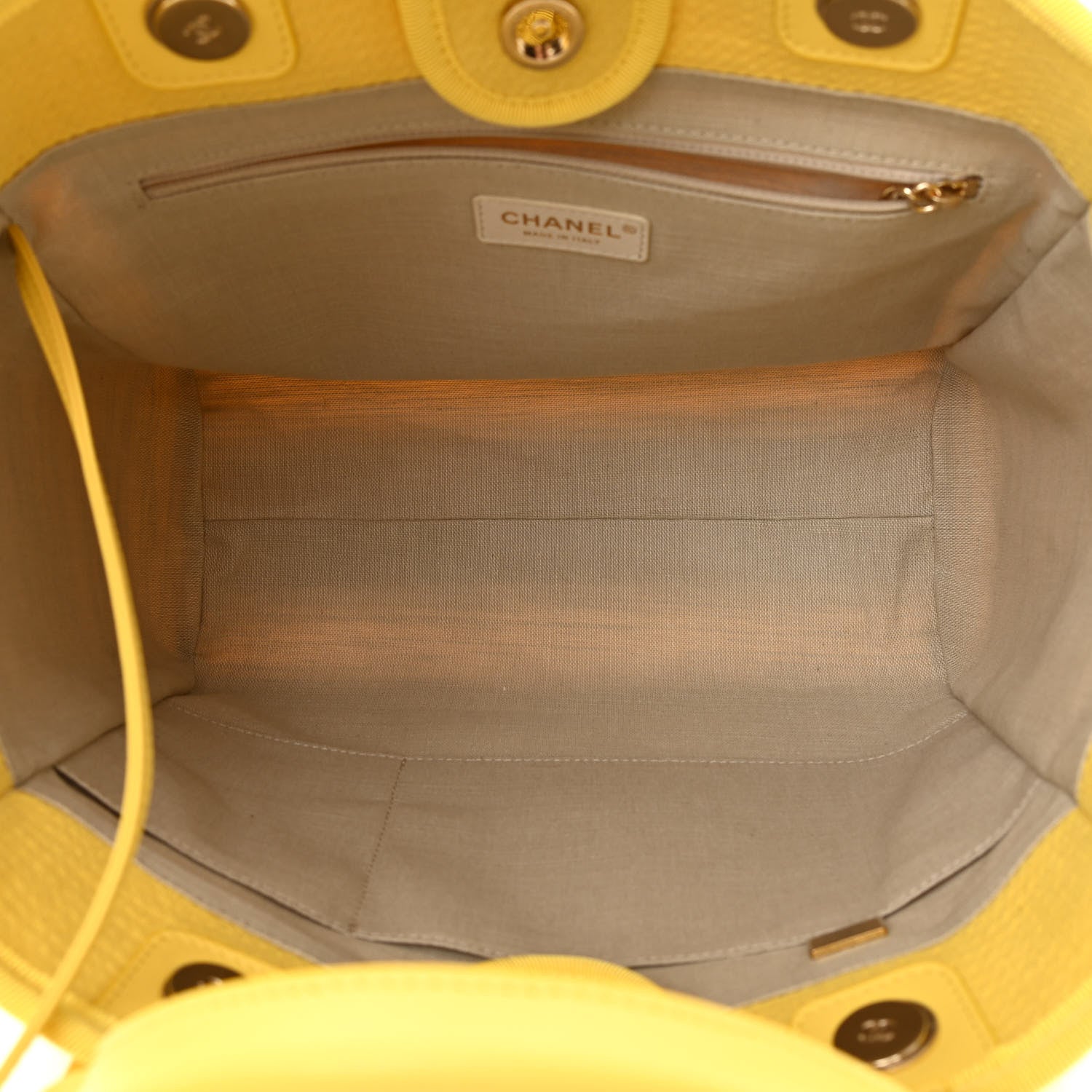 Chanel Mixed Fibers Small Deauville Tote Yellow 5 of 13