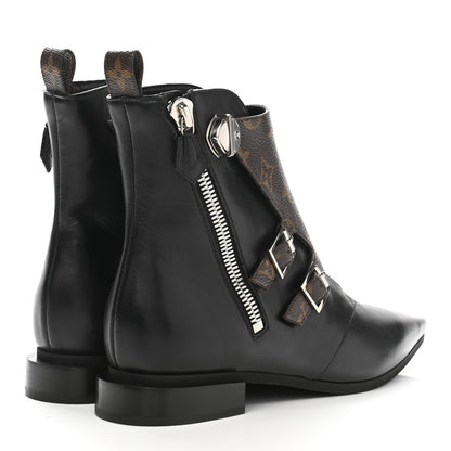 Louis Vuitton Calfskin Monogram Jumble Flat Ankle Boots 38 Black 4 of 9