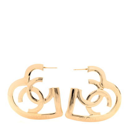 Chanel Metal CC Heart Coco In Love Hoop Earrings Gold 1 of 5