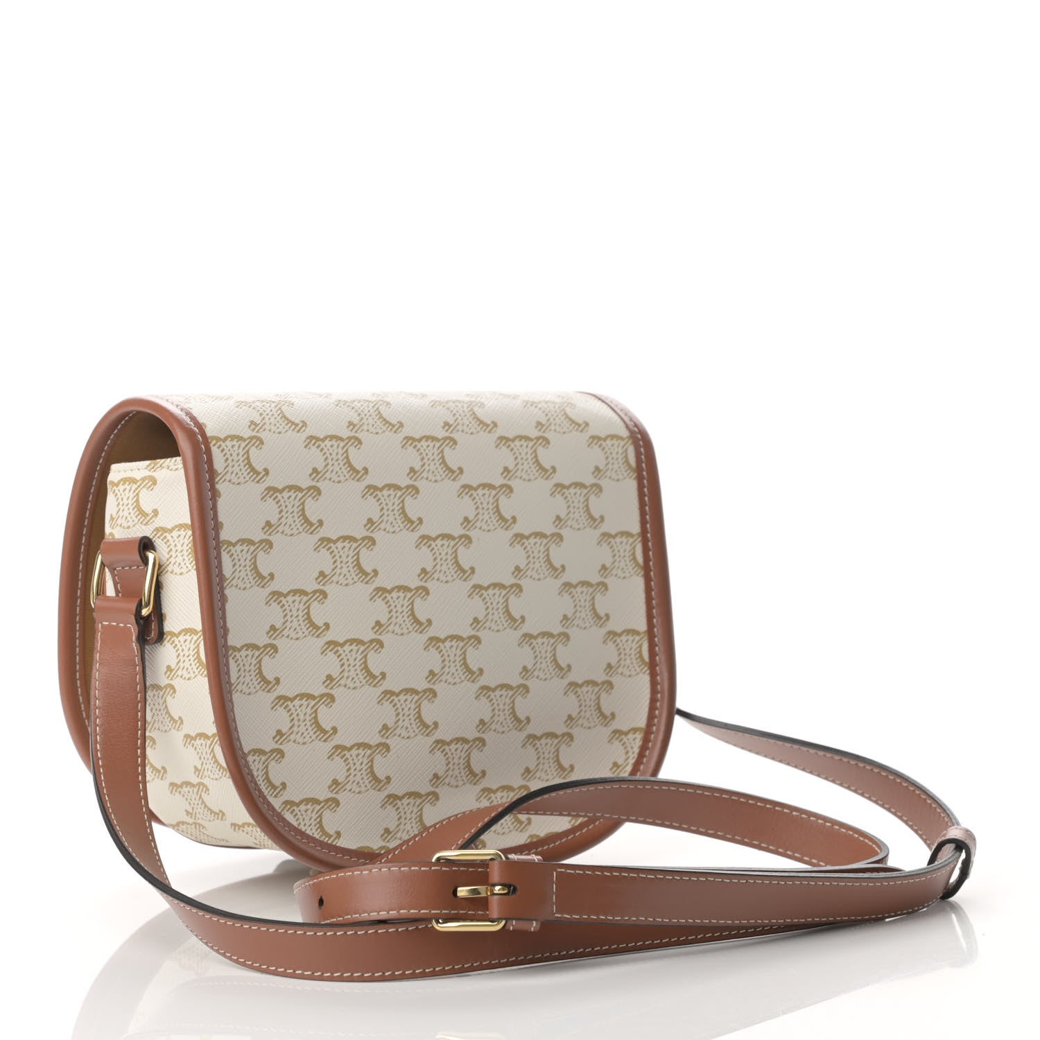Celine Triomphe Canvas Medium Folco Bag White 3 of 9