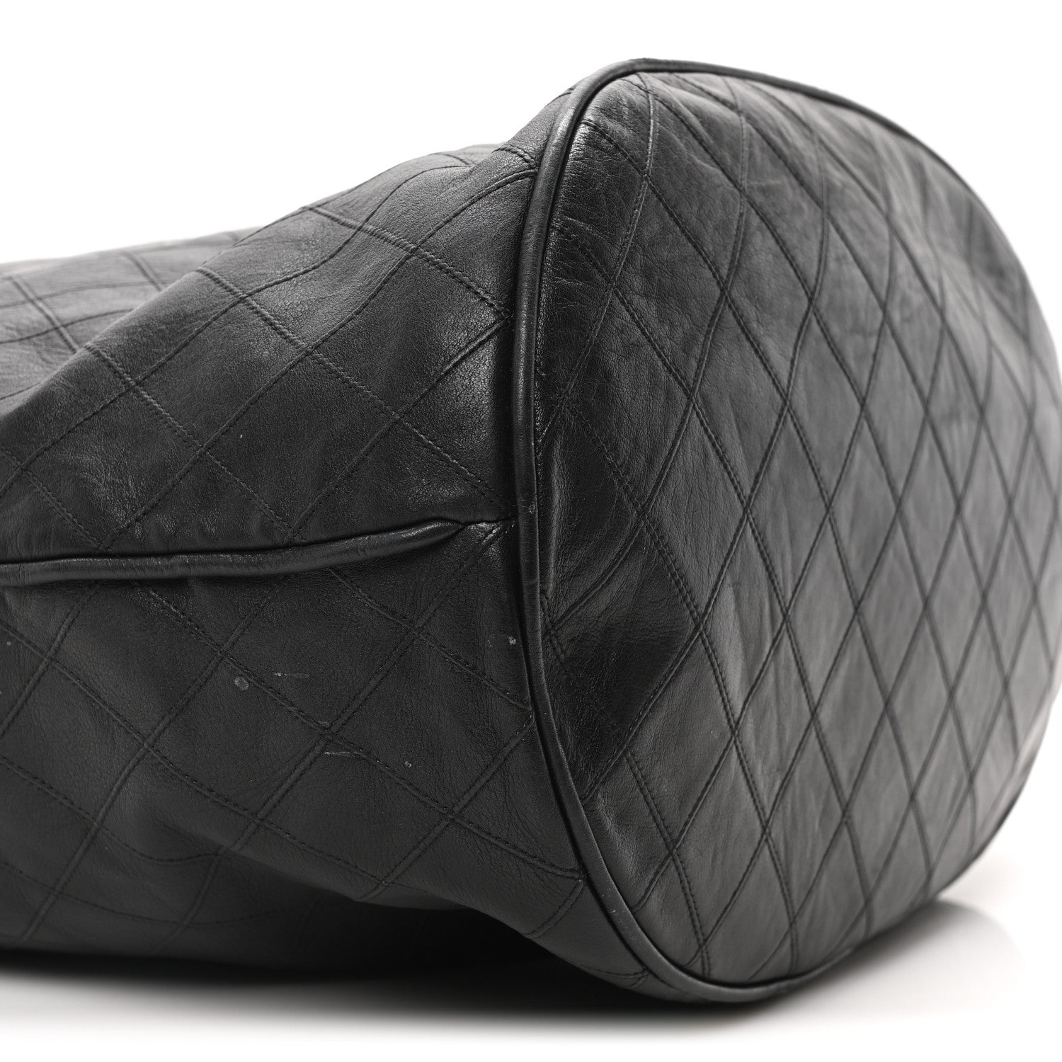 Chanel Lambskin Quilted Drawstring Bucket Bag Black 10 of 11