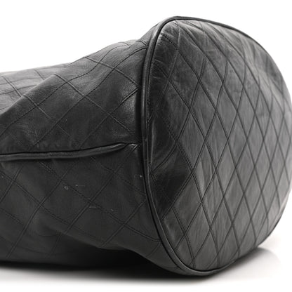 Chanel Lambskin Quilted Drawstring Bucket Bag Black 10 of 11