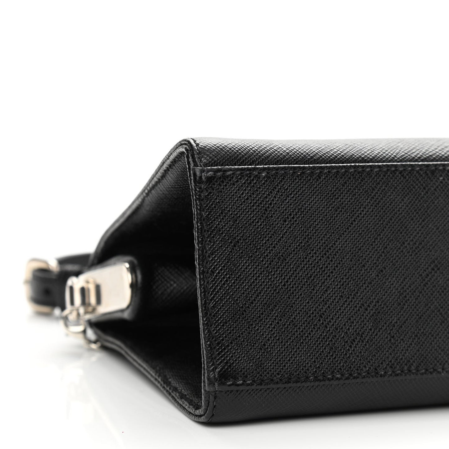 Saffiano Top Handle Frame Bag Black