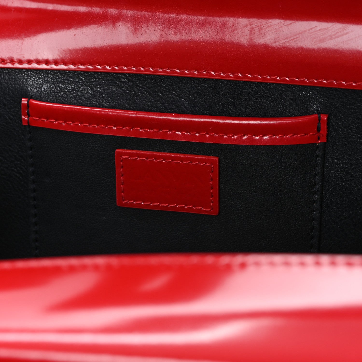 Lanvin Shiny Calfskin Medium Pencil Shoulder Bag Rouge Lipstick 6 of 11