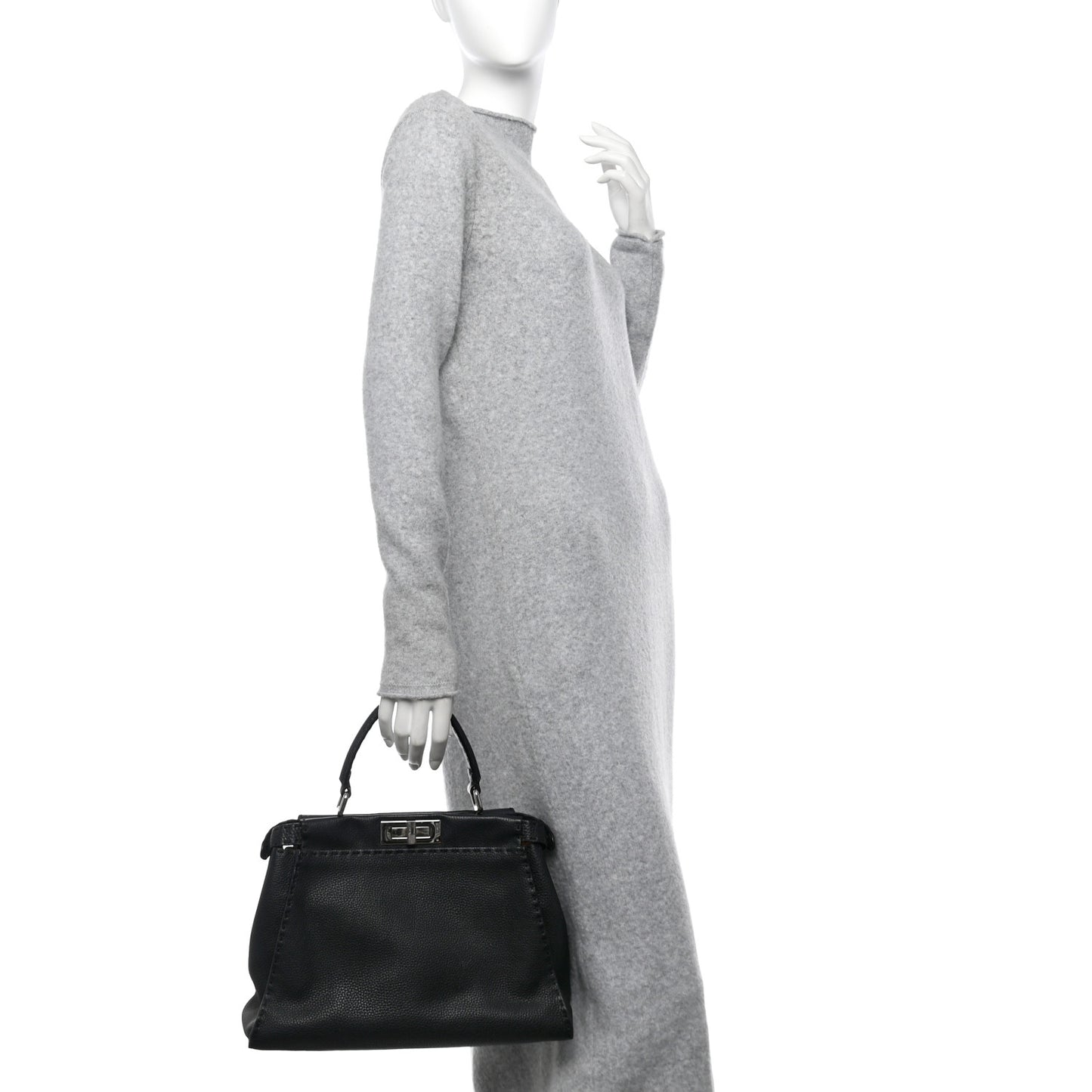 Cuoio Romano Selleria Bi-Color Medium Peekaboo Iconic Satchel Black Mou