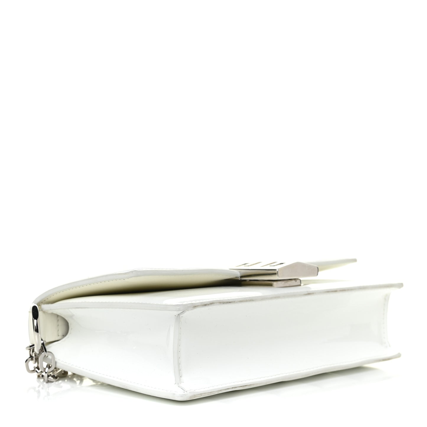 Patent Quilted Small 4G Chain Shoulder Bag White