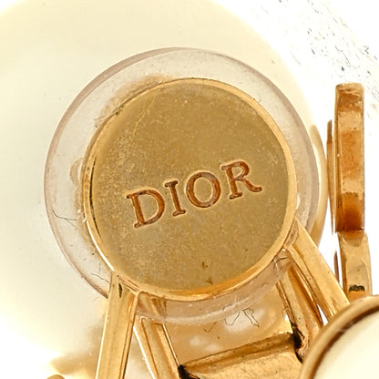 Christian Dior Metal Pearl Crystal Tribales Clip On Earrings Gold White 4 of 5