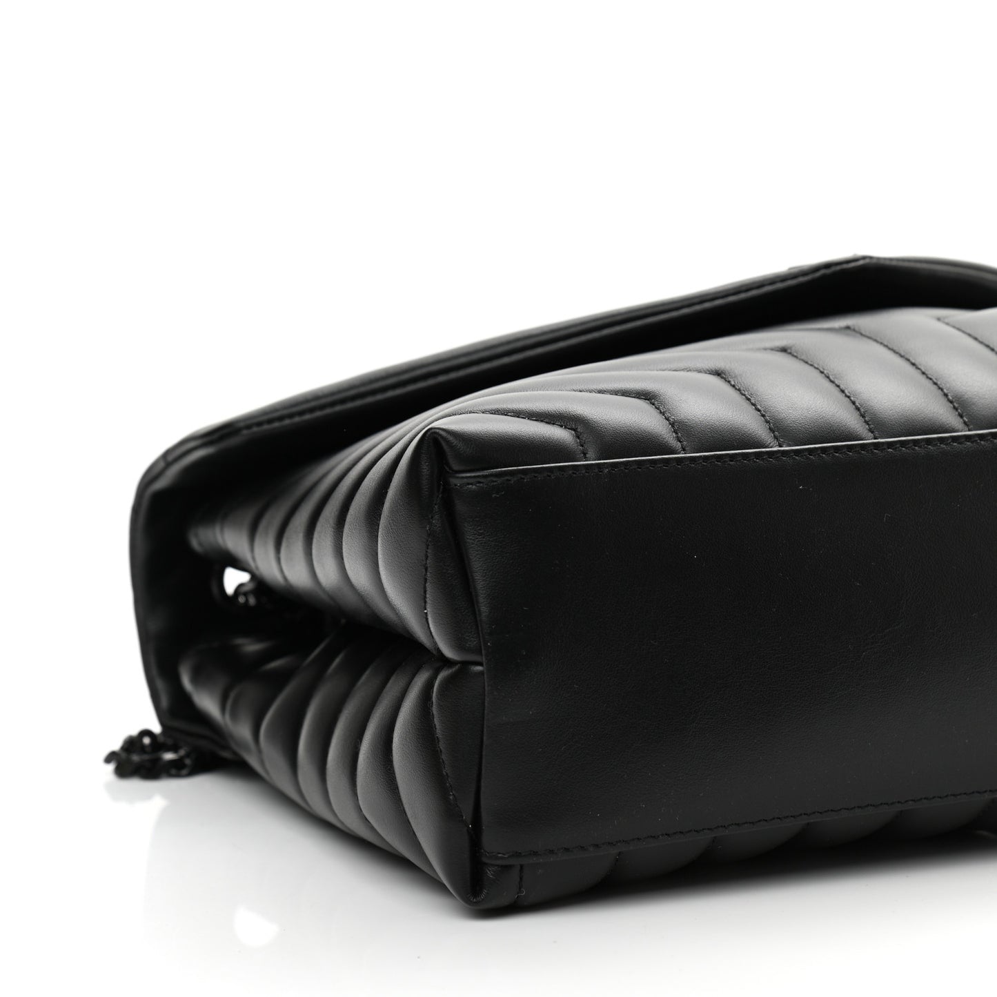 Calfskin Y Quilted Monogram Medium Loulou Chain Satchel Black