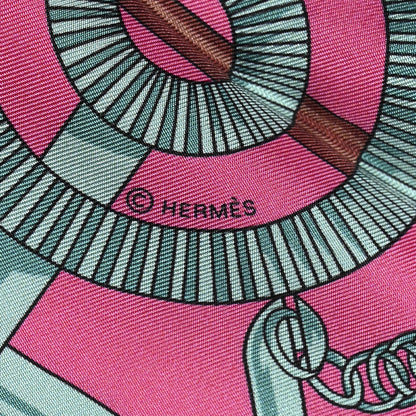 Hermes Silk Eperon D'Or Remix Maxi Twilly Rose Indien Cassis Vert 4 of 5
