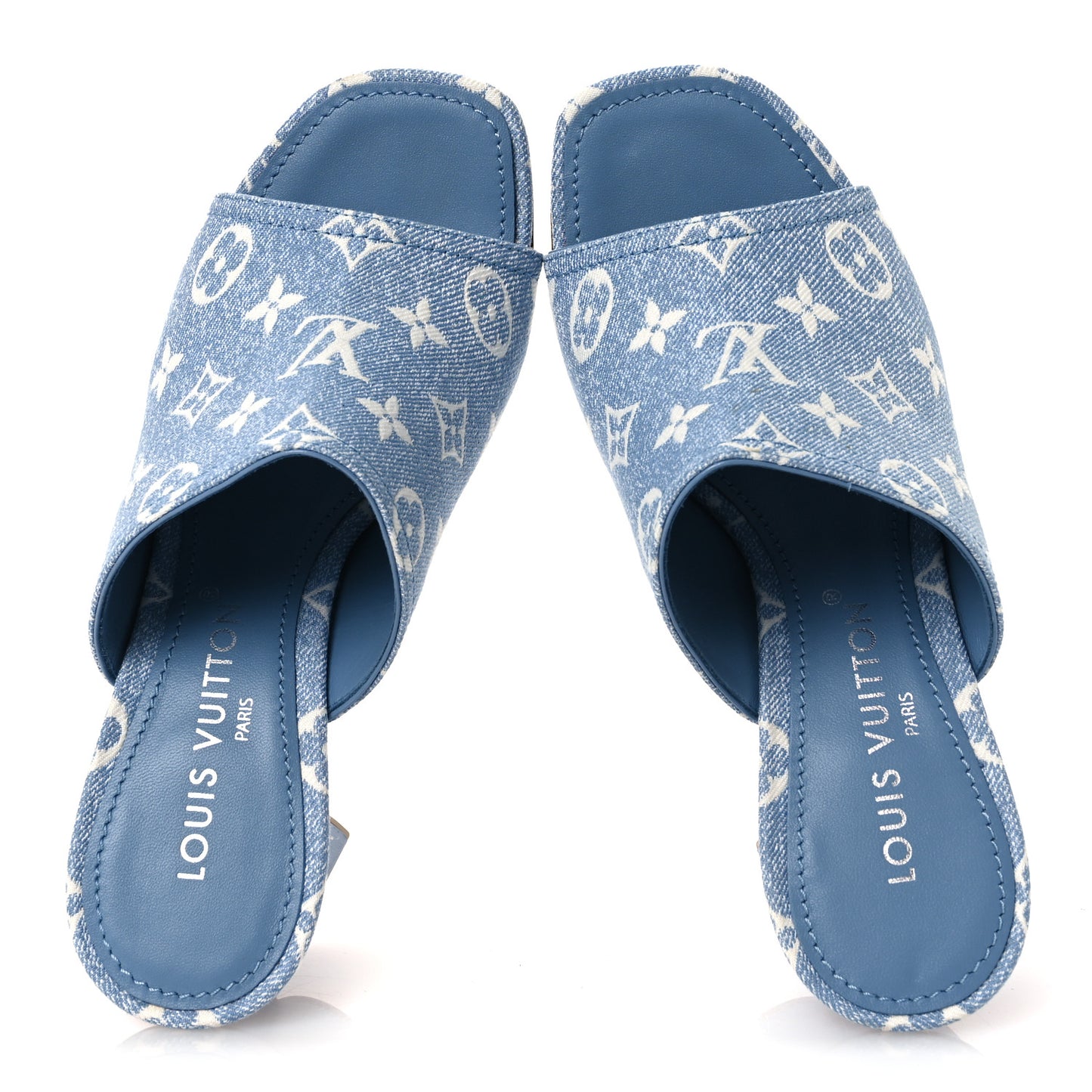 Denim Monogram Silhouette Mules 40 Blue