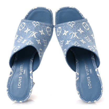 Louis Vuitton Denim Monogram Silhouette Mules 40 Blue 2 of 10