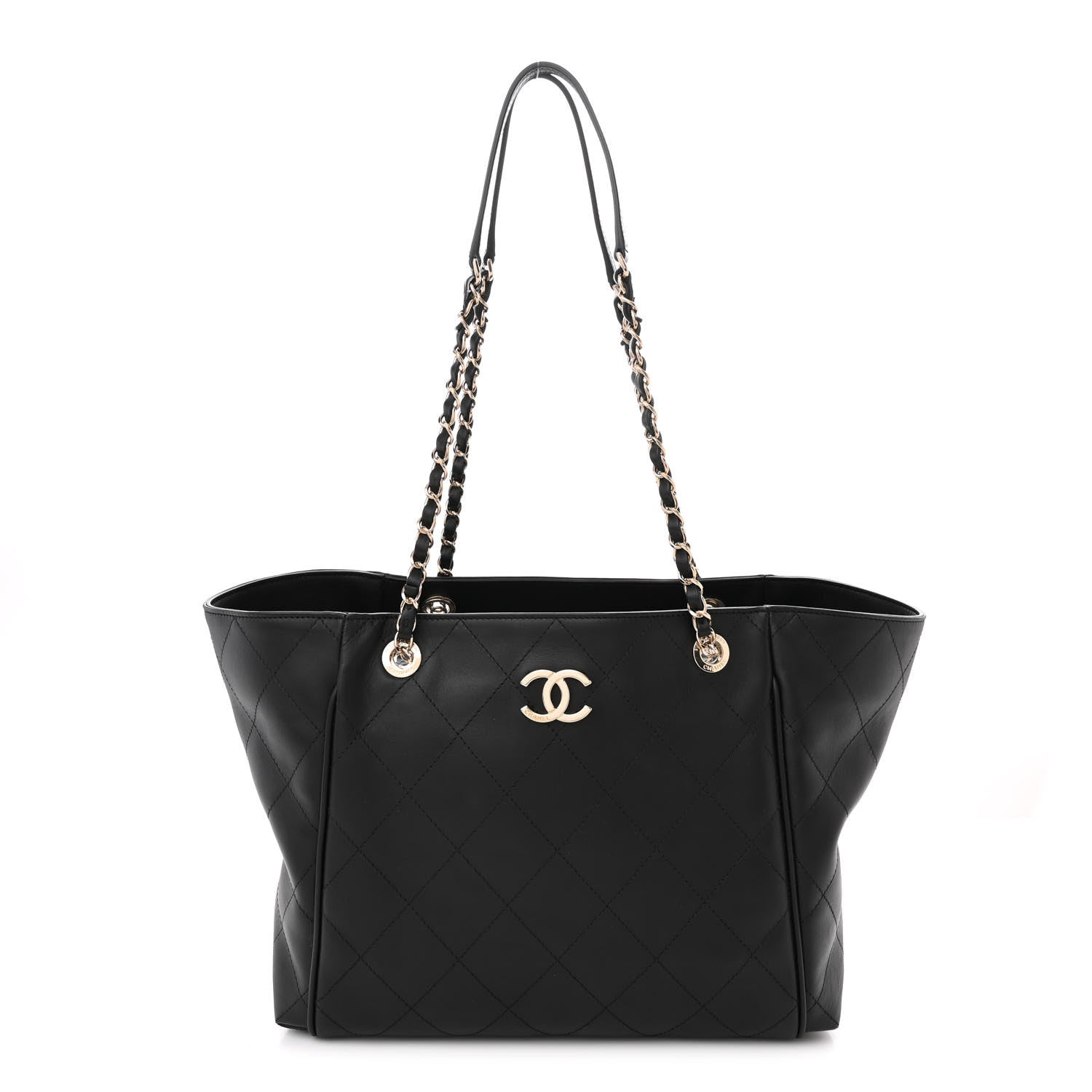 Chanel Calfskin Stitched Small Shopping Tote Black 3 of 12