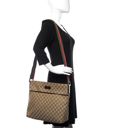 Gucci Monogram Web Medium Flat Messenger Bag Brown 2 of 10