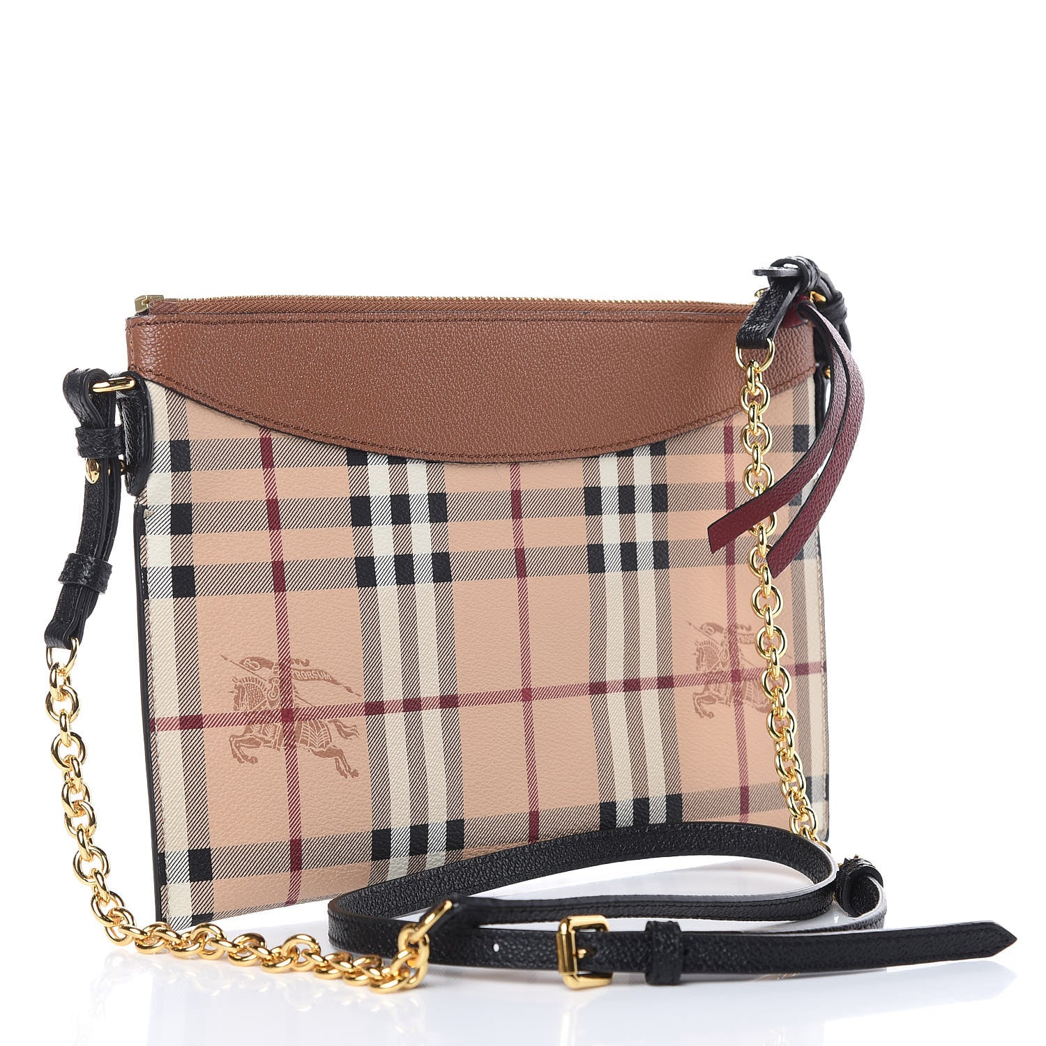 Burberry Haymarket Check Peyton Crossbody Clutch Bag Toffee 3 of 9