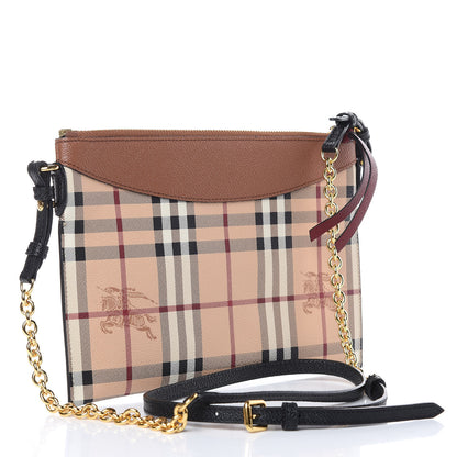 Burberry Haymarket Check Peyton Crossbody Clutch Bag Toffee 3 of 9