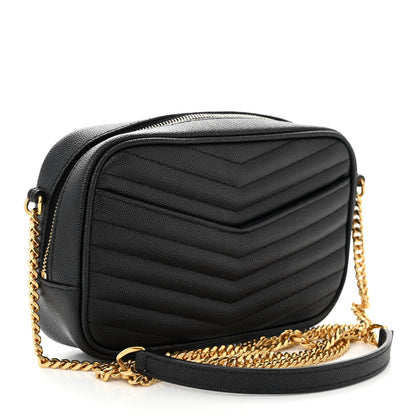 Saint Laurent Grain De Poudre Matelasse Monogram Mini Lou Camera Bag Black 3 of 12