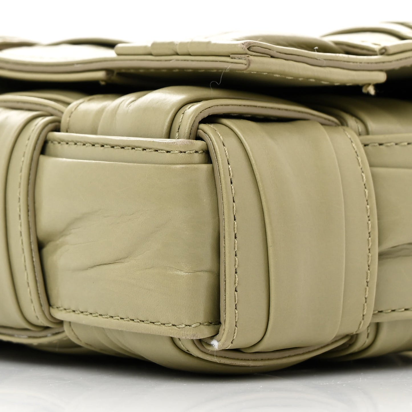 Calfskin Intreccio Plisse Small Cassette Crossbody Bag Travertine