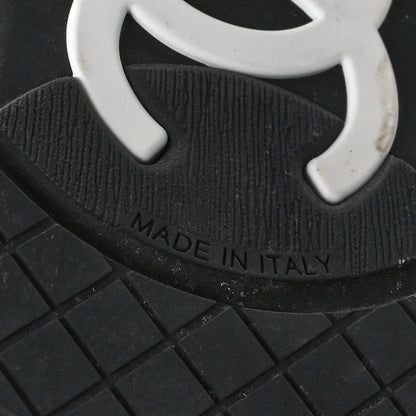 Chanel Mesh Suede Calfskin Grained Calfskin Womens CC Sneakers 39.5 Black White Silver 7 of 9