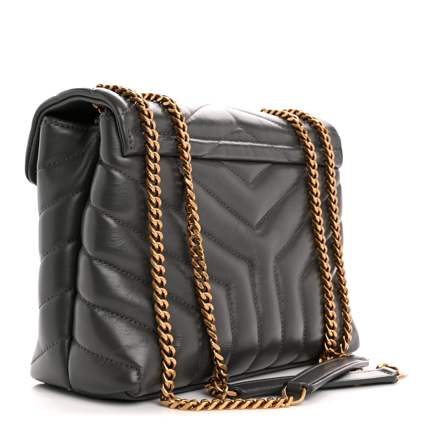 Calfskin Y Quilted Monogram Small Loulou Chain Satchel Storm