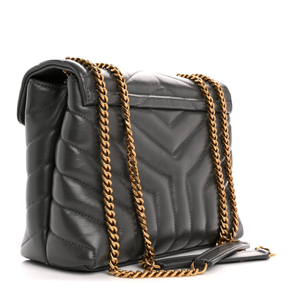 Saint Laurent Calfskin Y Quilted Monogram Small Loulou Chain Satchel Storm 3 of 11