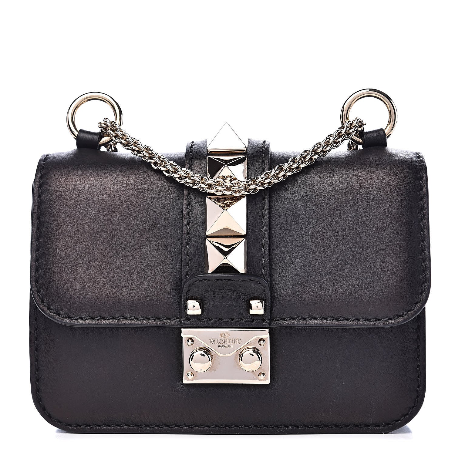 Valentino Garavani Vitello Mini Glam Lock Rockstud Flap Black 1 of 12