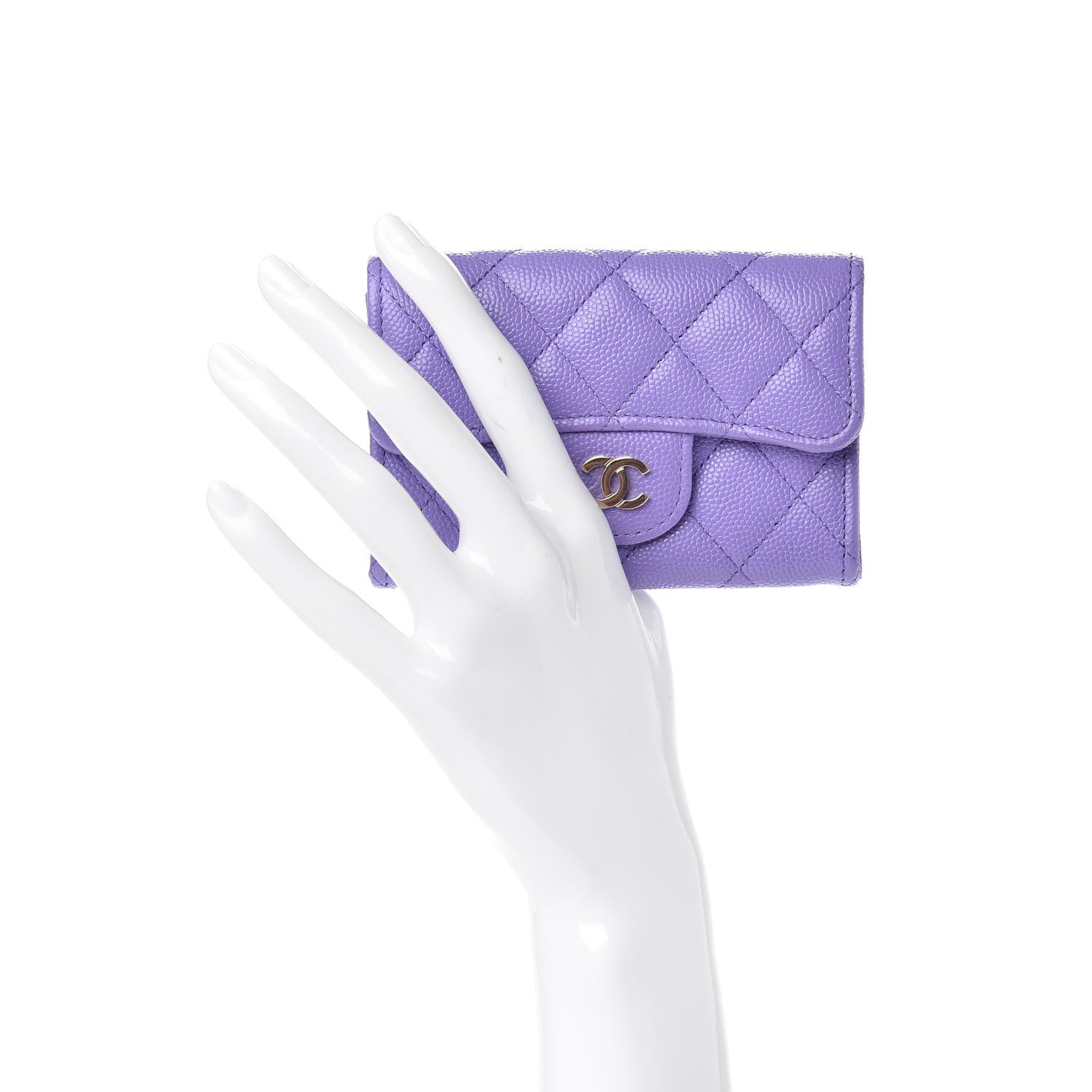 Chanel Caviar Quilted Flap Card Holder Wallet Purple 2 of 9
