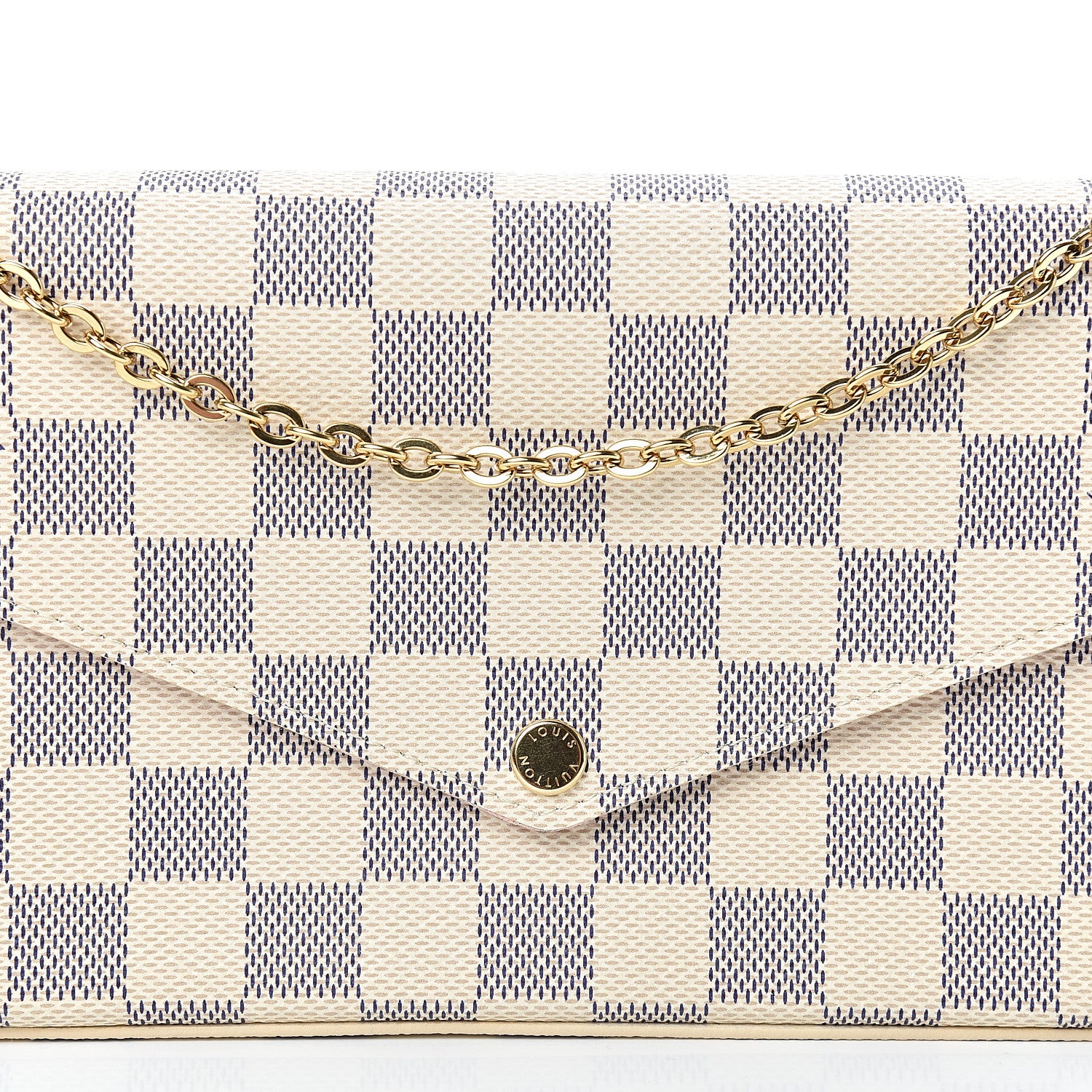 Louis Vuitton Damier Azur Pochette Felicie Chain Wallet Rose Ballerine 10 of 13