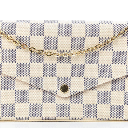 Louis Vuitton Damier Azur Pochette Felicie Chain Wallet Rose Ballerine 10 of 13