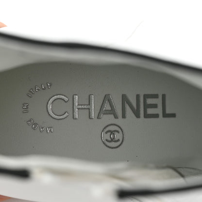 Chanel Laminated Lambskin Grosgrain Cap Toe Chain Short Boots 37.5 White Black 8 of 9