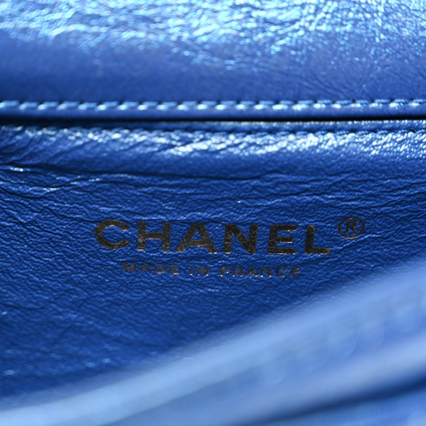 Metallic Aged Calfskin Quilted 2.55 Reissue Flap Belt Bag Clutch Blue
