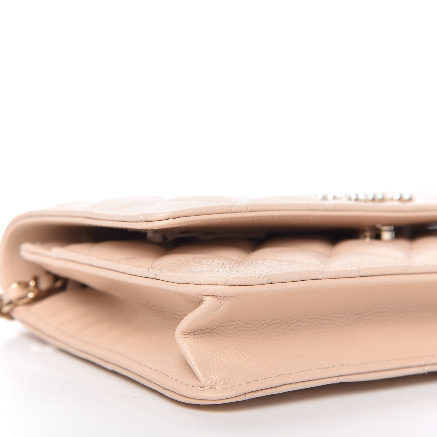 Caviar Quilted Coco Candy Wallet On Chain WOC Beige