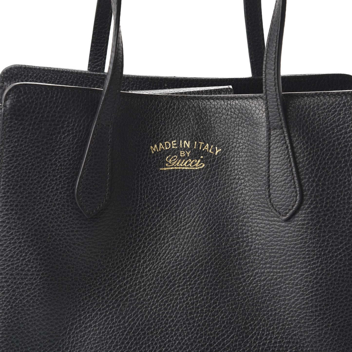 Pebbled Calfskin Small Swing Tote Black
