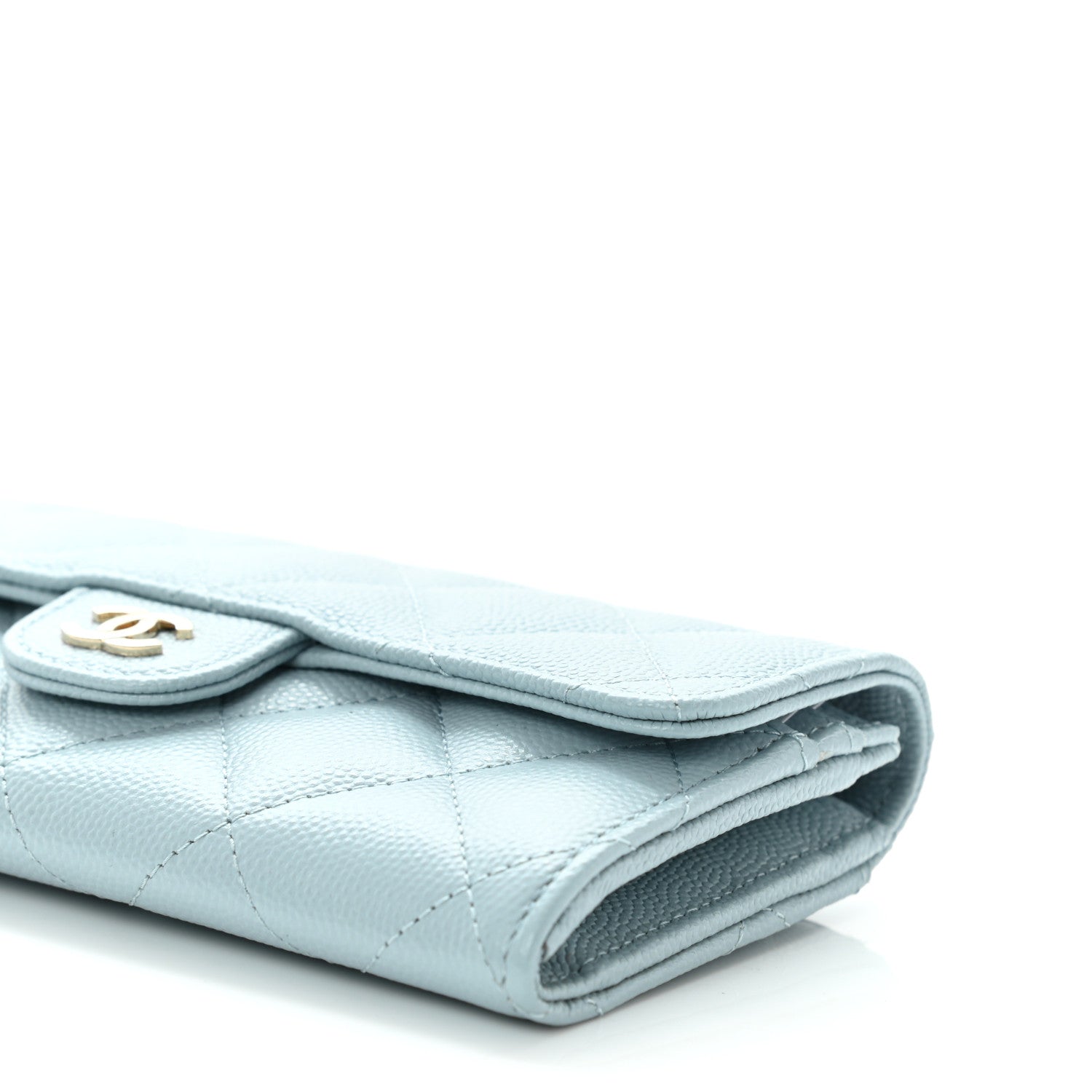 Chanel Caviar Quilted Medium Gusset Flap Wallet Light Blue 9 of 9