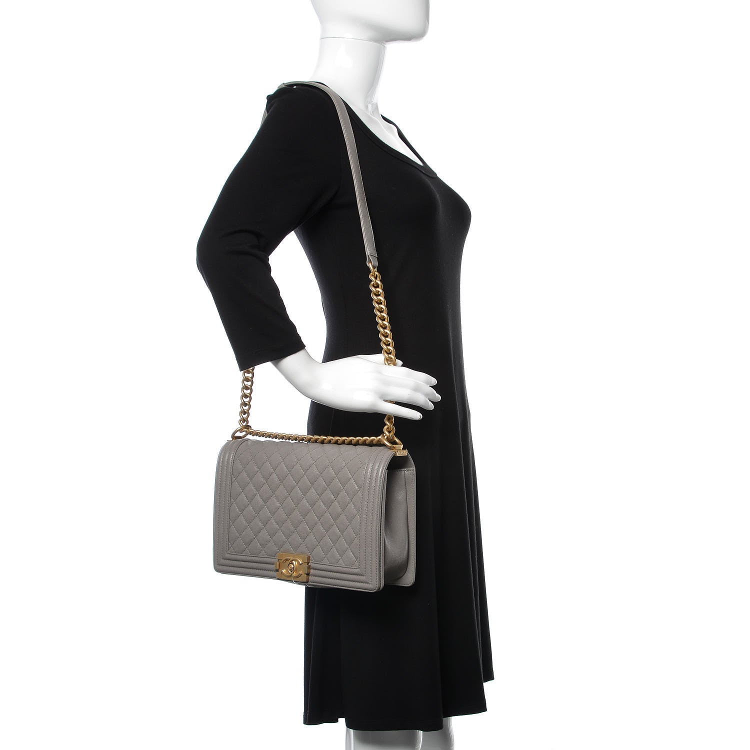 Chanel Caviar Quilted New Medium Boy Flap Grey 2 of 11