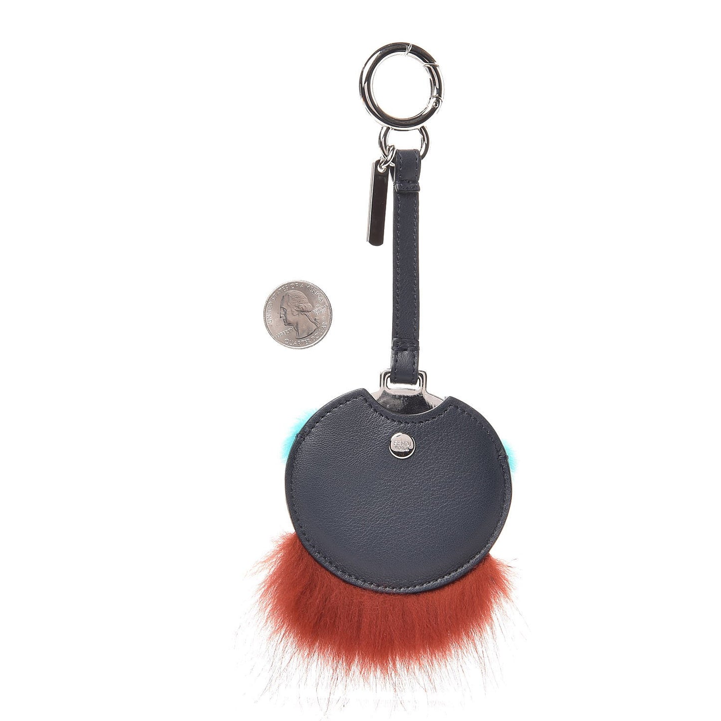 Vitello Dolce Fox Mink Fur Monster Bag Bug Mirror Charm Lavagna Rust Turquoise