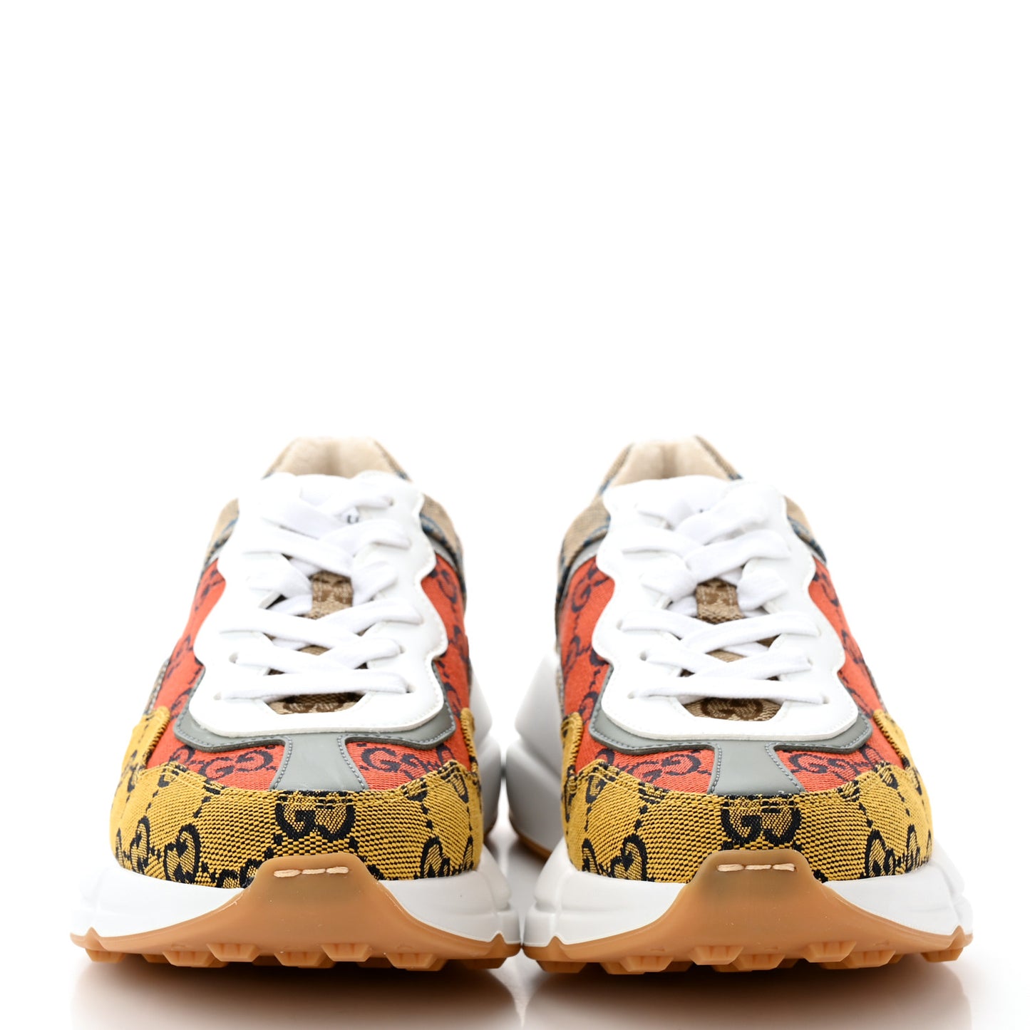Monogram Multicolor Demetra Womens Rhyton Sneakers 36 Yellow Blue Great White Tabasco