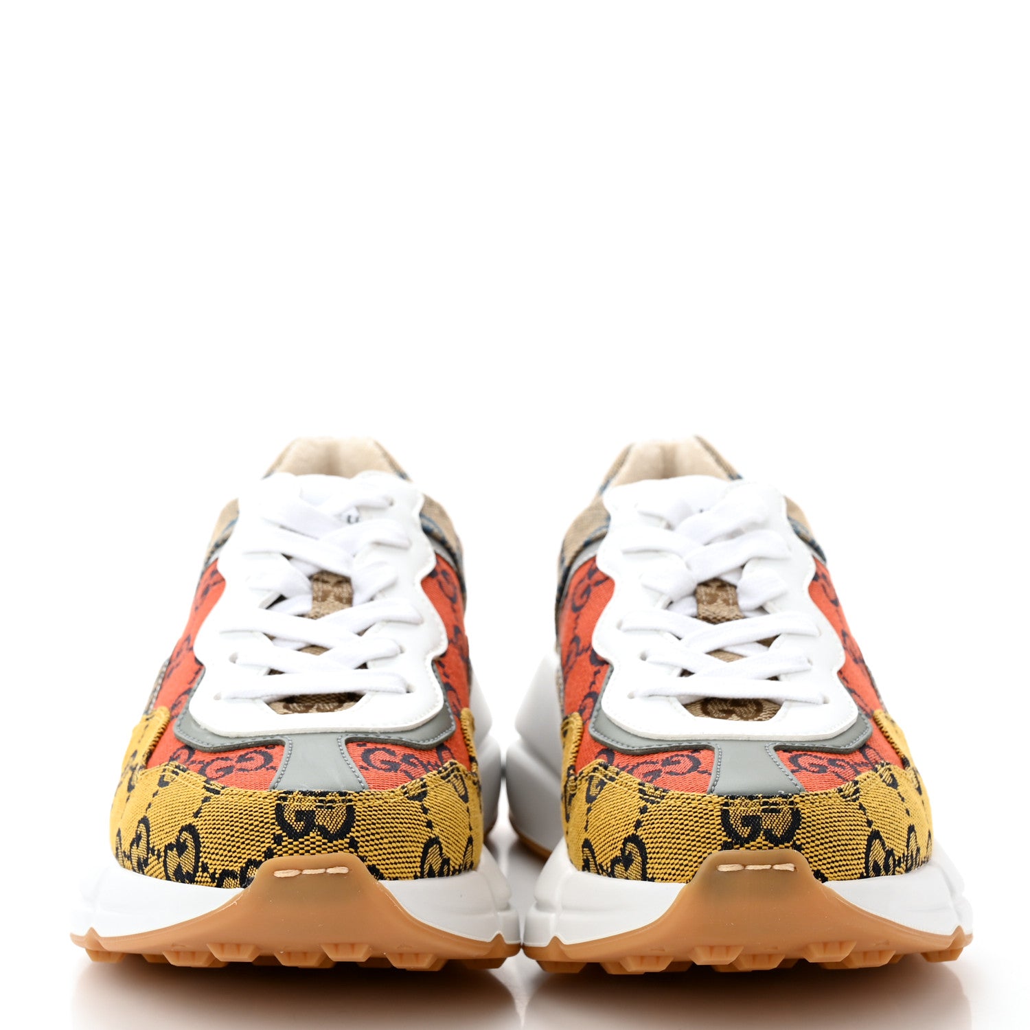 Gucci Monogram Multicolor Demetra Womens Rhyton Sneakers 36 Yellow Blue Great White Tabasco 2 of 8