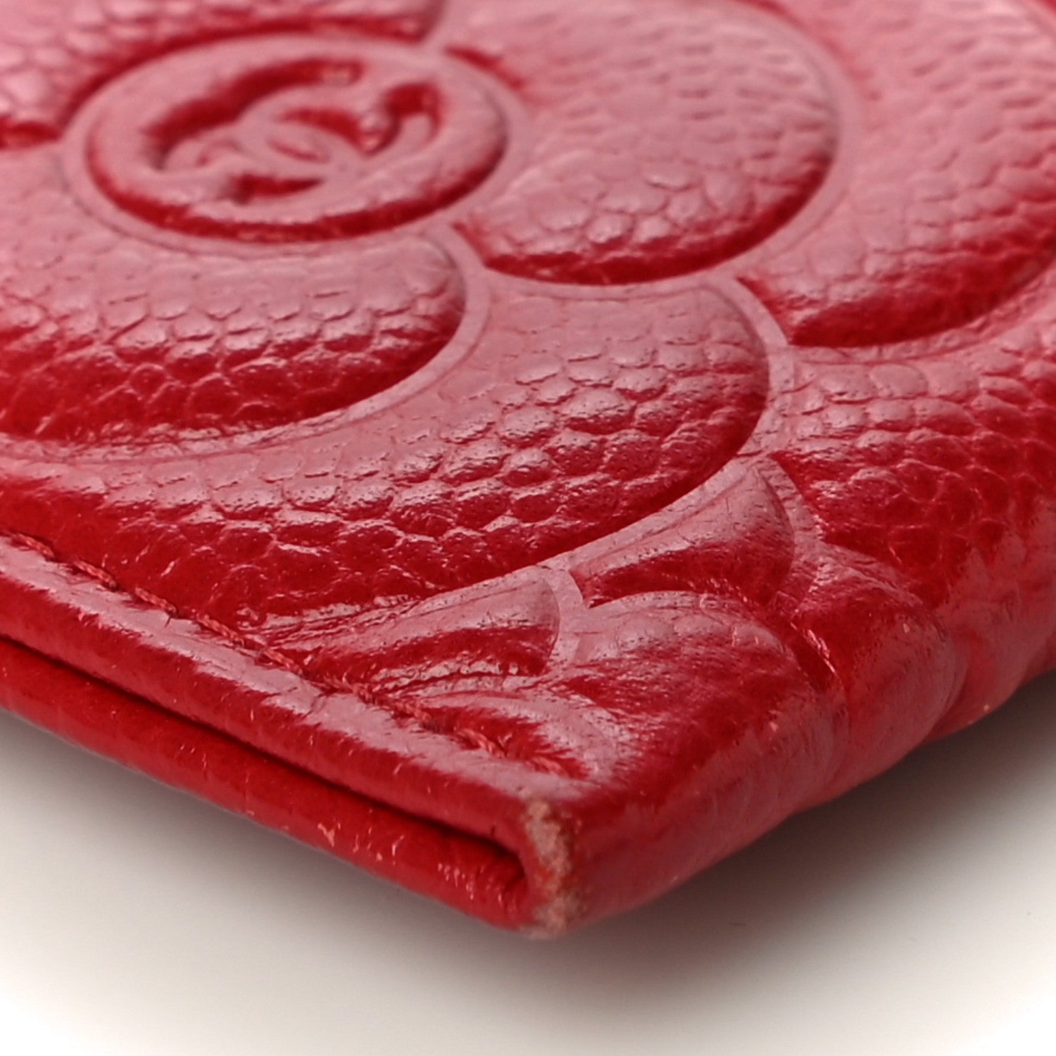 Chanel Caviar Camellia Embossed Card Holder Red 10 of 14