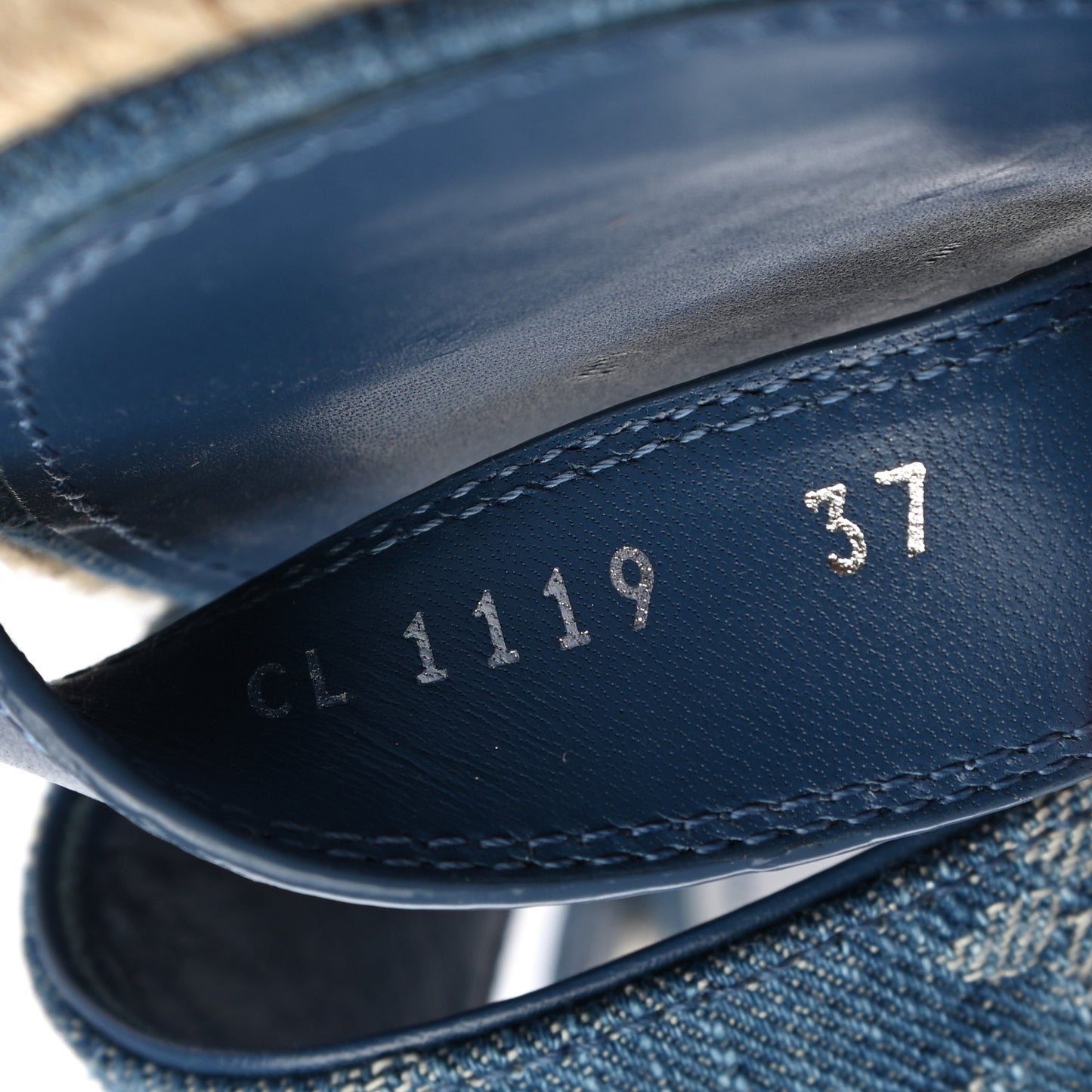 Monogram Denim Starboard Espadrille Flat Sandal 37 Blue