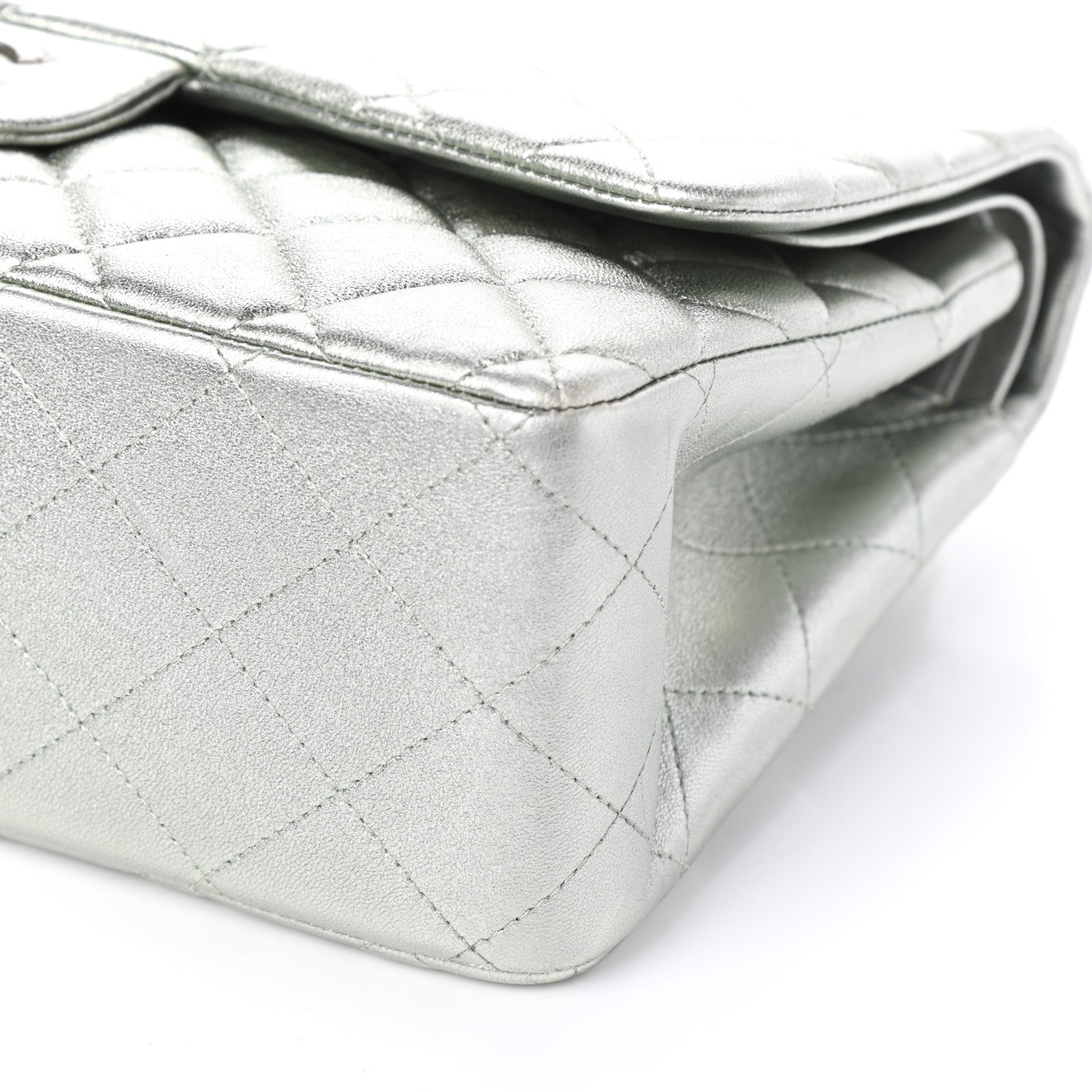 Chanel Metallic Lambskin Quilted Jumbo Double Flap Silver 10 of 10